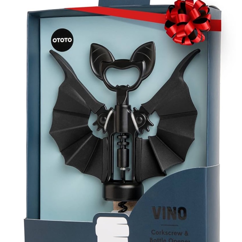 OTOTO Vino Bat Corkscrew and Bottle Opener. Wine -Halloween party - accessory